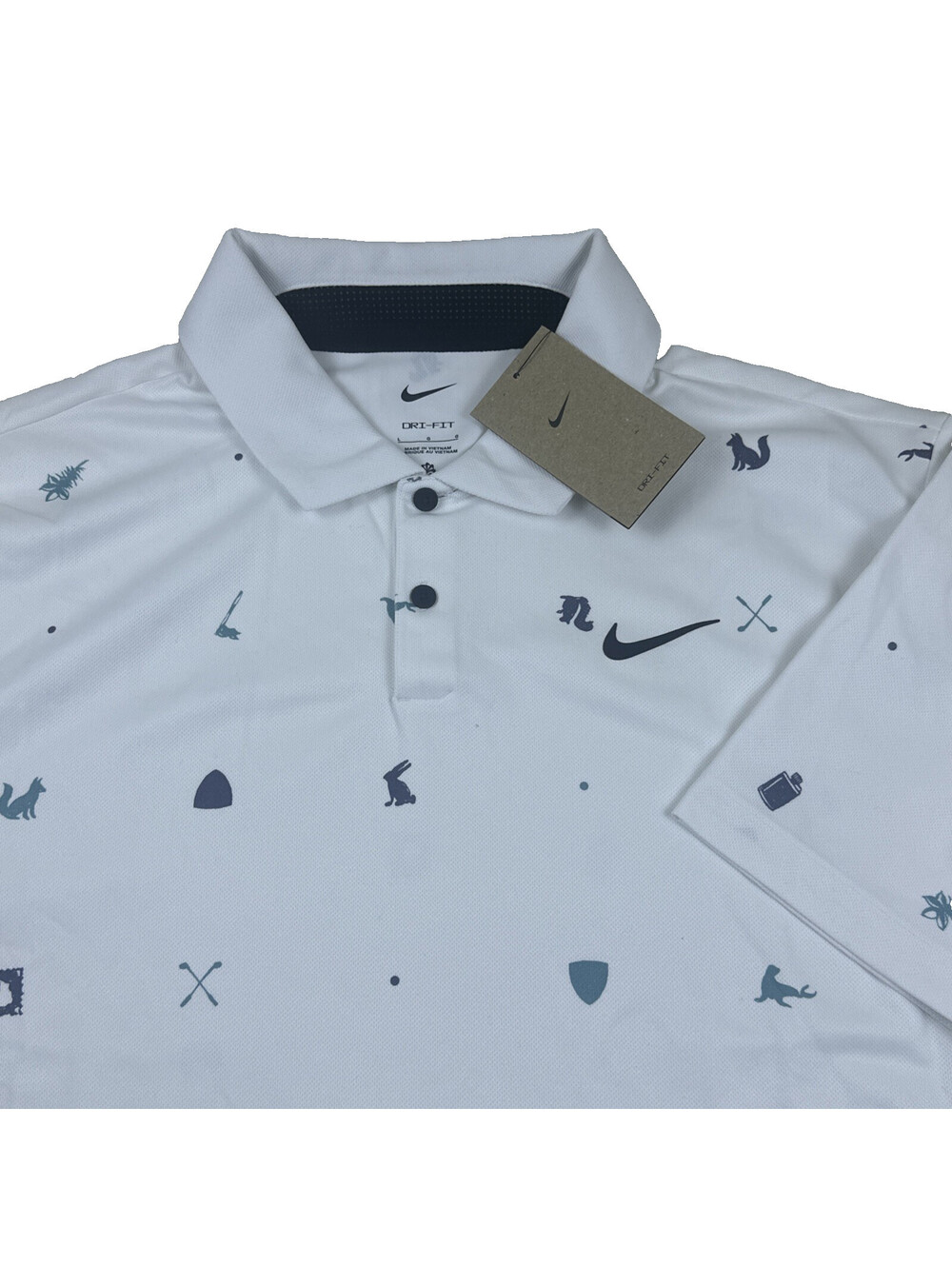 Nike Men's Dri-Fit Tour Golf Links Polo Shirt Icon Print (FQ0426-100) $80 Large